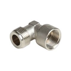 Eurotis gomito 90° MF 1/2" in ottone nichelato con battuta piana per acqua/solare/gas