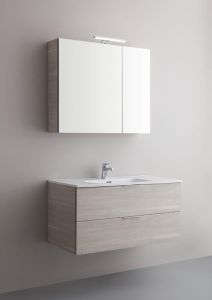 Arbi Petit mobile sospeso 100x49 con lavabo in ceramica, specchio contenitore e faretto