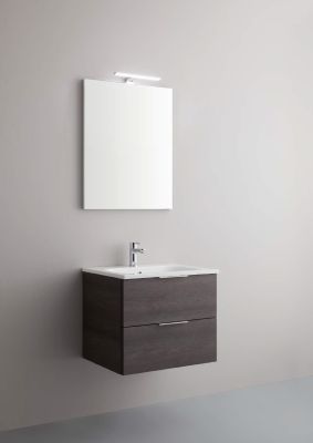 Arbi Petit mobile sospeso 60x49 con lavabo in ceramica, specchio contenitore e faretto