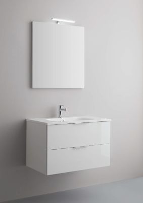 Arbi Petit mobile sospeso 80x49 con lavabo in mineralguss, specchio e faretto