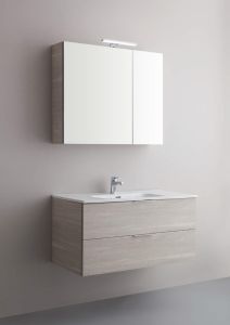 Arbi Petit mobile sospeso 100x49 con lavabo in ceramica, specchio e faretto