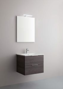 Arbi Petit mobile sospeso 60x49 con lavabo in ceramica, specchio e faretto