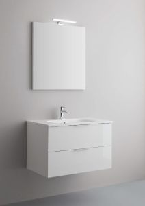 Arbi Petit mobile sospeso 80x49 con lavabo in ceramica, specchio e faretto